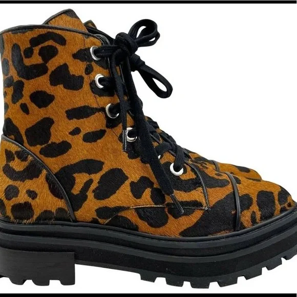 New! Schutz Maylova Leopard Lug Sole Combat Boot